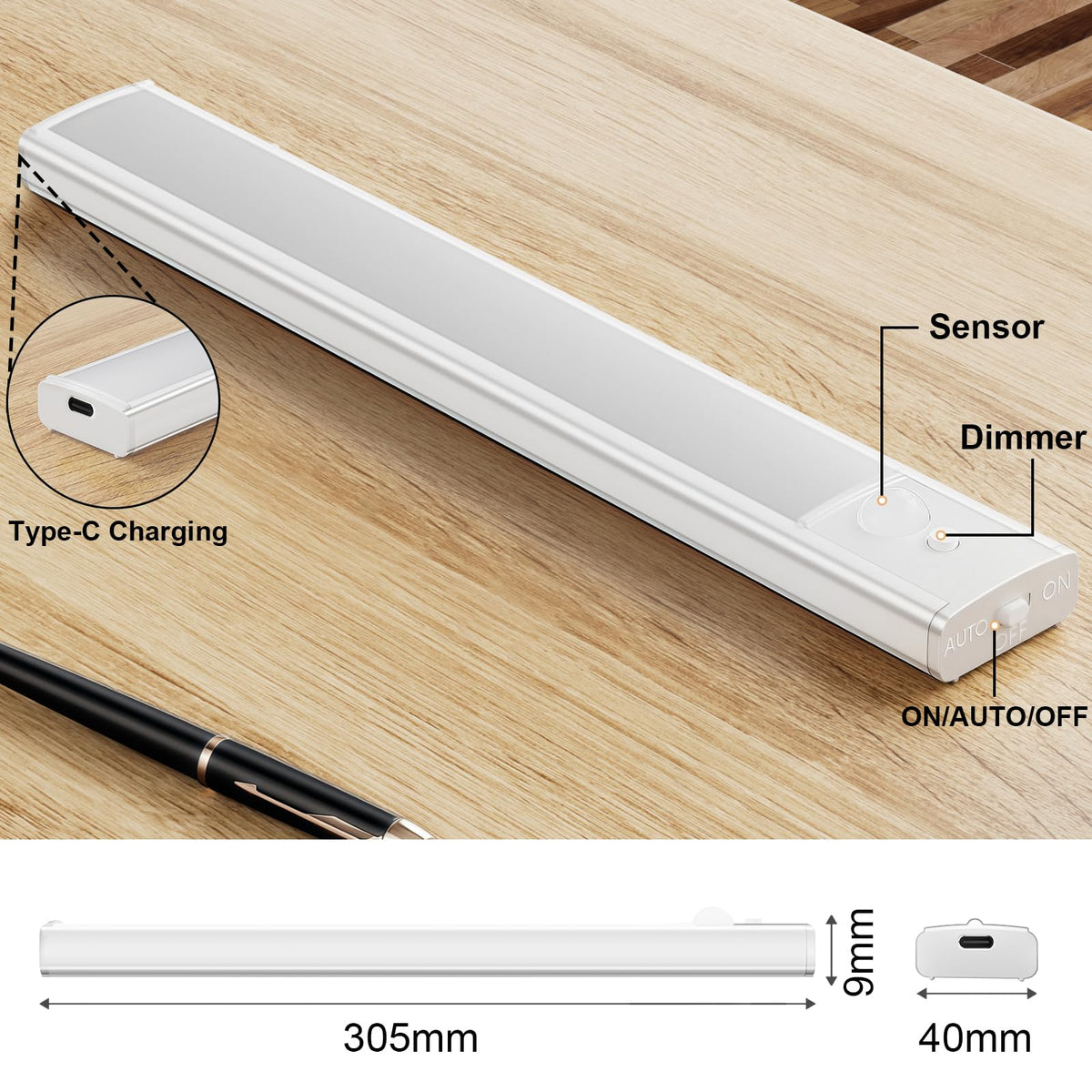 daphomeu 5 Pack Rechargeable Under Cupboard Kitchen Lights, 20CM Dimmable Warm Cabinet Light, LED Motion Sensor Lights Indoor, Magnetic Stick Light for Kitchen Shelf Stairs Wardrobe