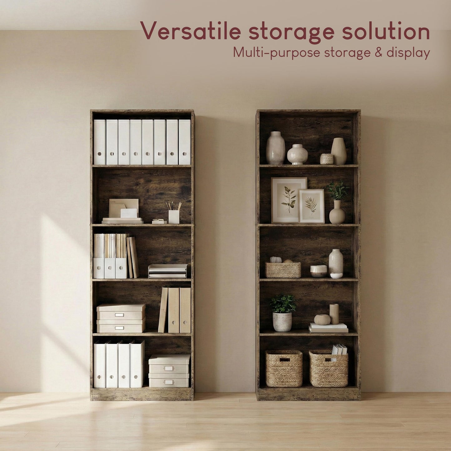Vida Designs Cambridge 3 Tier Low Bookcase, White Wooden Shelving Display Storage Unit Office Living Room Furniture