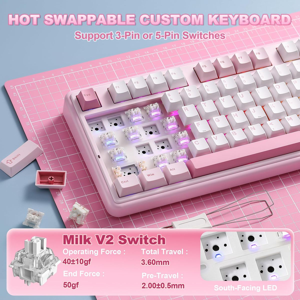 YUNZII B98 PRO 96% Wireless Mechanical Keyboard (Matcha Green, Candy Switch)
