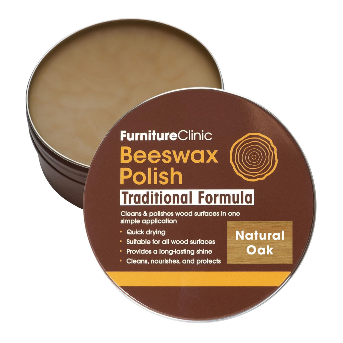 Furniture Clinic Clear Beeswax Polish for Wood & Furniture - 200ml - Natural Beeswax for All Types and Colours - Wooden Furniture Polish to Protect & Enhance Any Wooden Surface