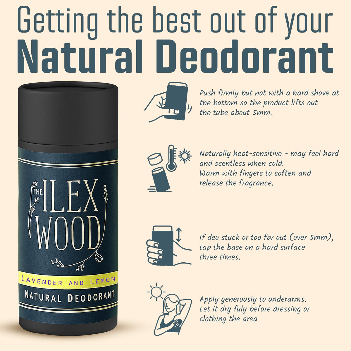The Ilex Wood Natural Deodorant Stick - Ylang Ylang & Cedarwood - 70ml