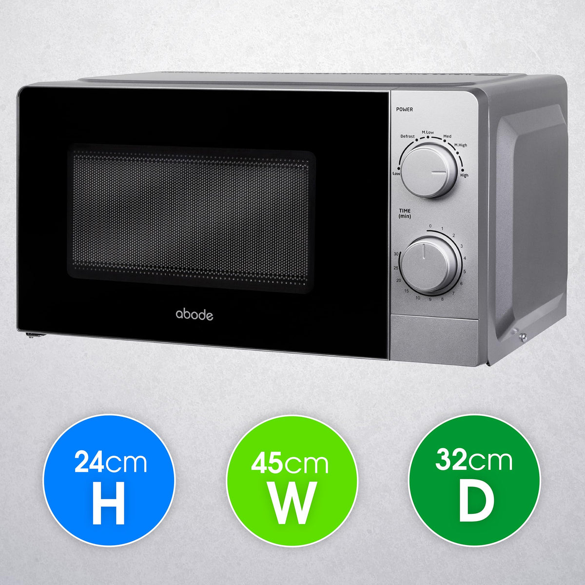 Abode Touch Control Microwave 20 Litre Black Digital 700W with Clock & Timer, 5 Auto Cook Settings & Defrost, 10 Power Levels AMT2012B (Touch Control, Silver)