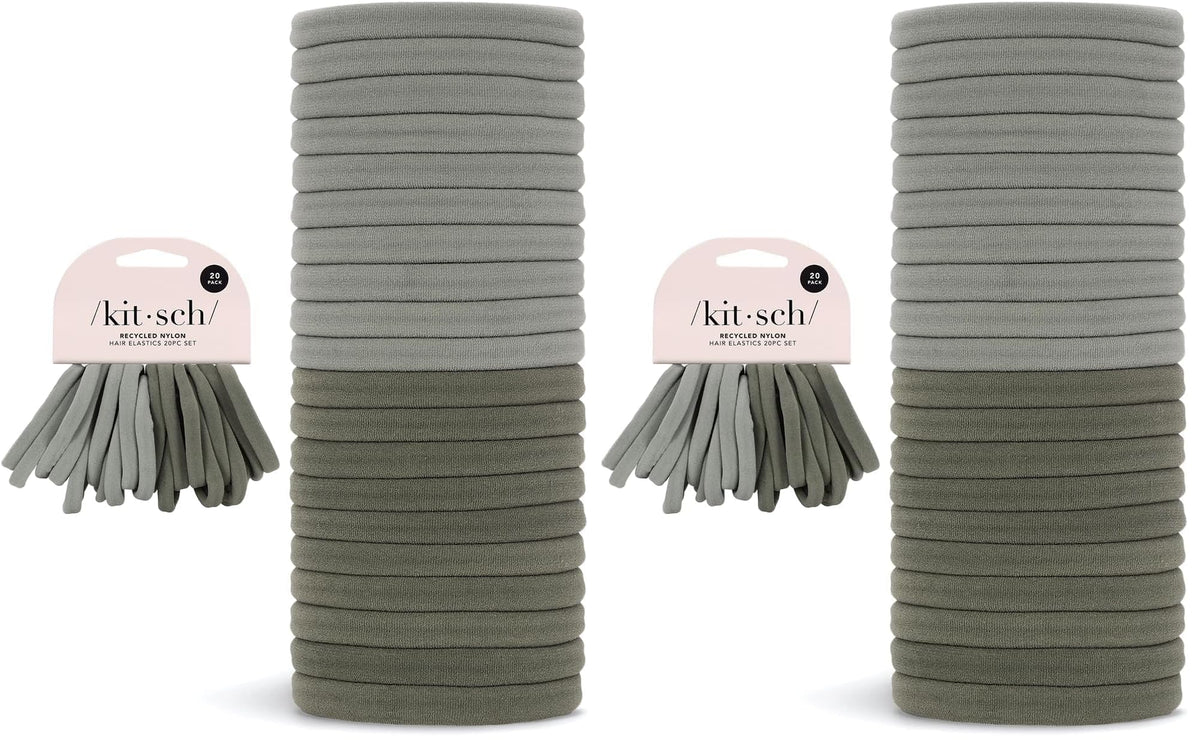 Kitsch Soft Nylon Hair Ties No Damage 6pcs - Black