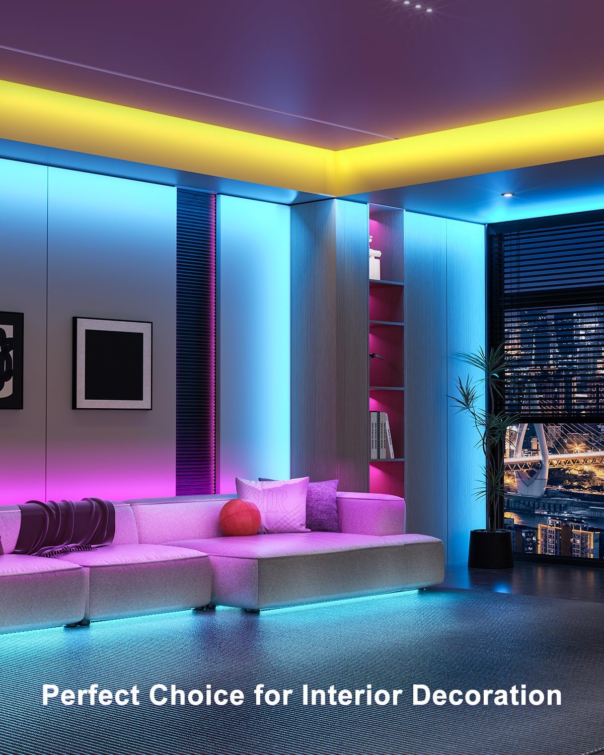 Mexllex LED Strip Lights 30m, Ultra-Long Lights Strip Music Sync Color Changing, Led Lights with App Control Remote, RGB Tape Light for Home Bedroom Party (2x15)
