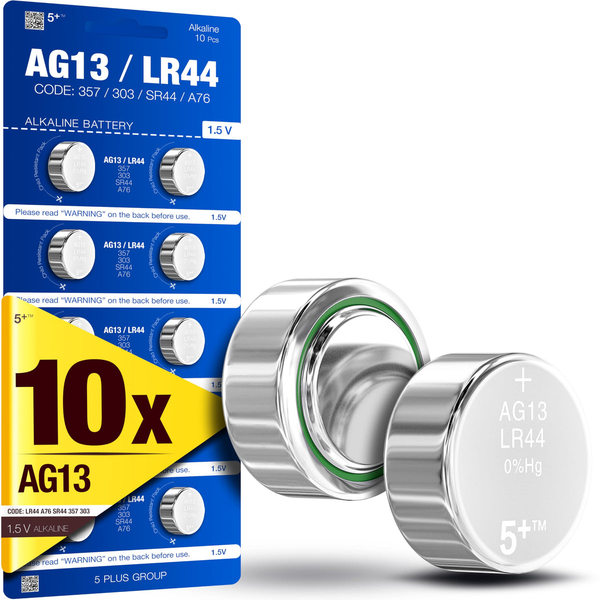 LR44 AG13 A76 357 303 SR44 L1154 LR1154 1.5V Alkaline Button Cell Batteries (20 Pack) – High Capacity Coin Batteries for Watches, Toys, Key Fobs & Small Electronics
