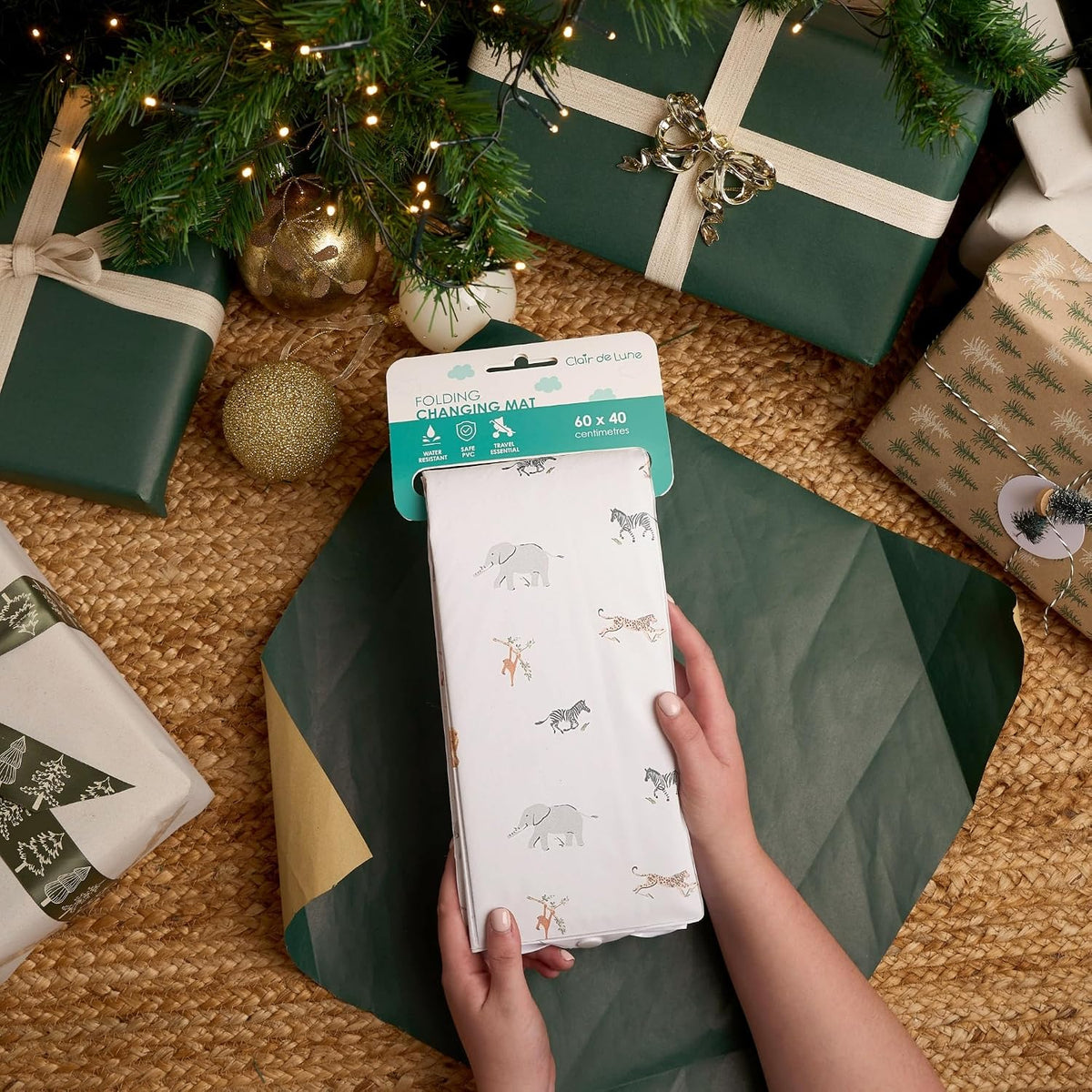 Clair de Lune Jungle Dream Foldable Changing Mat, Easy Clean Soft Water Resistant Travel Pad 60 x 34 cm