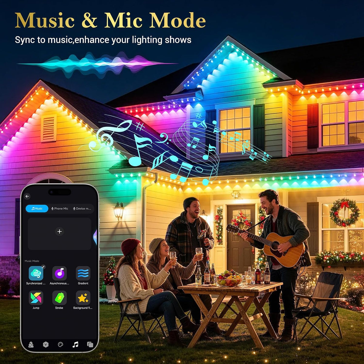 Permanent Outdoor Lights 30RGB,15M Smart Xmas Lights,Connectable
