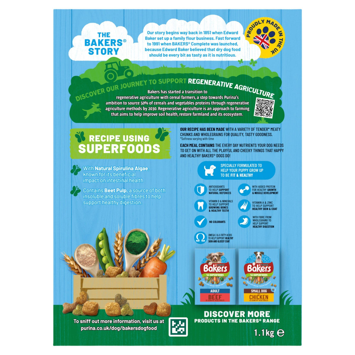 BAKERS Superfoods Small Dog Adult Dry Dog Food Chicken 1.1kg (Pack of 5)