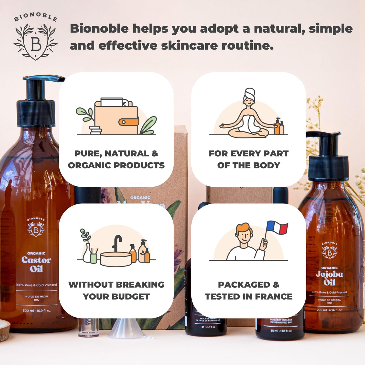 BIONOBLE Organic Rosemary Oil for Hair Growth - Hair Loss, Volume - 50ml