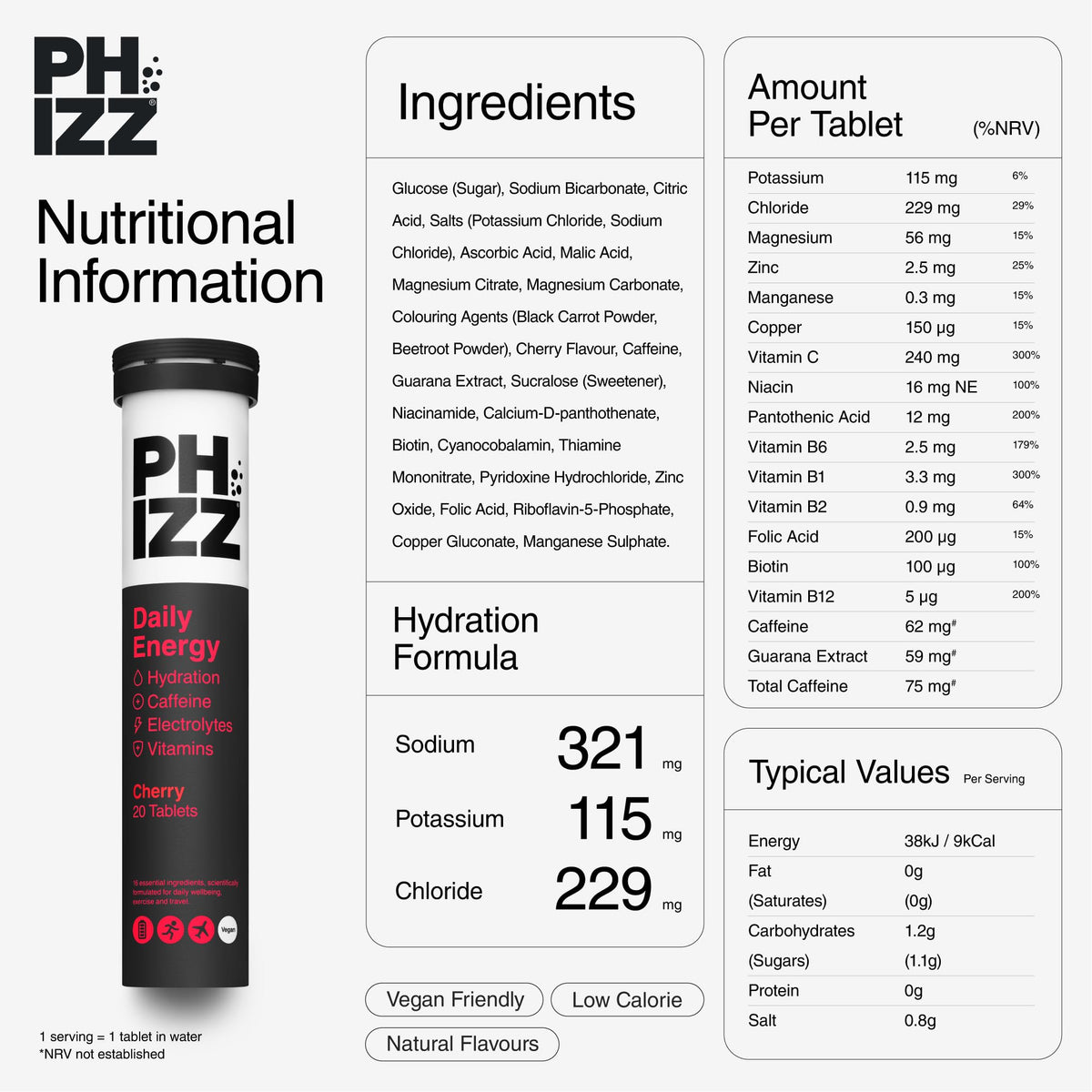 Phizz Electrolytes, Multivitamin & Hydration Tablets - 60 Effervescent Rehydration Electrolyte Tablets - 18 Vitamins & Minerals, Vitamin C, Vegan, Vegetarian & Low Calorie (Lemon, 60 Tablet)