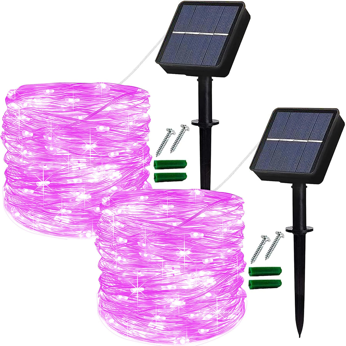 Lezonic 2Pack Solar String Lights Waterproof,12M/40Ft 120LED Garden Lights