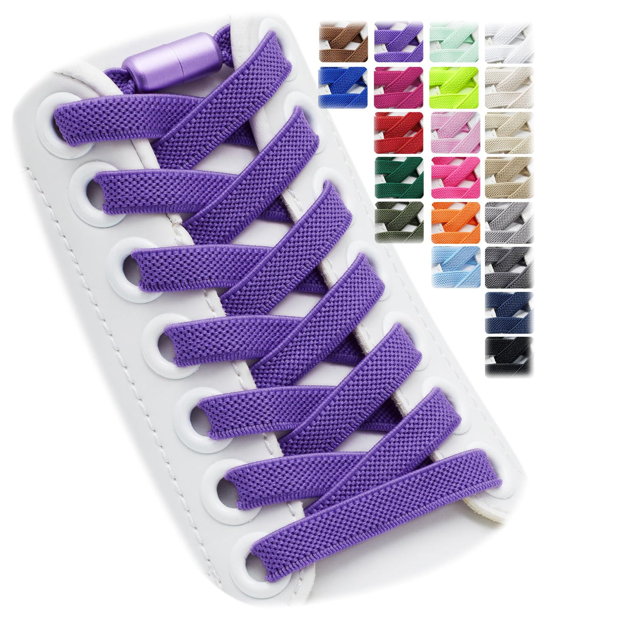 2 Pairs Elastic Shoe Laces for Trainers, 8mm Shoelace