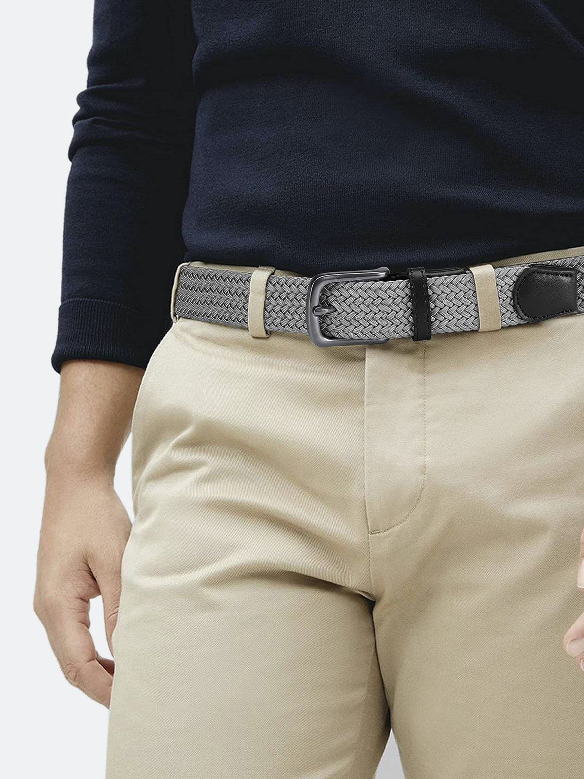 CHAOREN Elastic Belts for Men, Stretch Webbing Belt for Golf & Jeans 1 3/8"