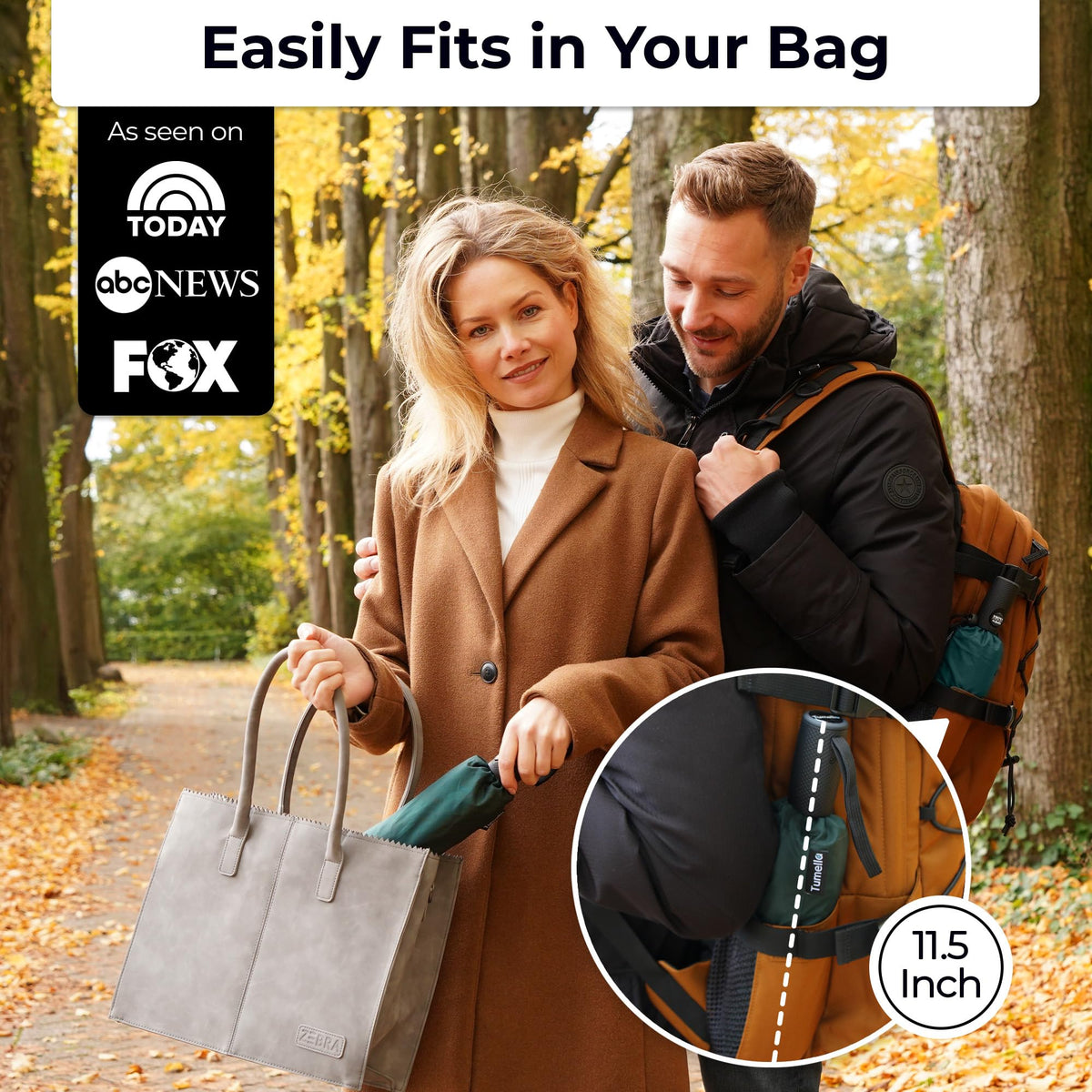 TUMELLA Strongest Windproof Travel Umbrella (Compact, 100MPH Wind-Tested)