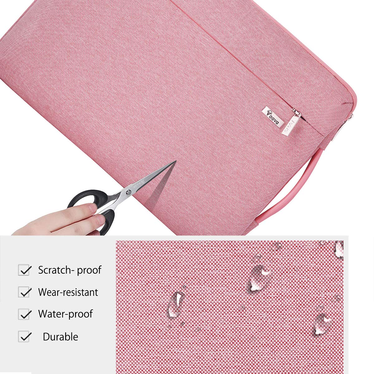 Voova 360° Protective Laptop Sleeve Case 11 11.6 12 inch, Waterproof Computer Cover Bag Compatible with Surface Pro 7 8/Laptop Go 2 3, MacBook Air 11, Chromebook, 12.5" Asus Acer Hp Tablet,Pink