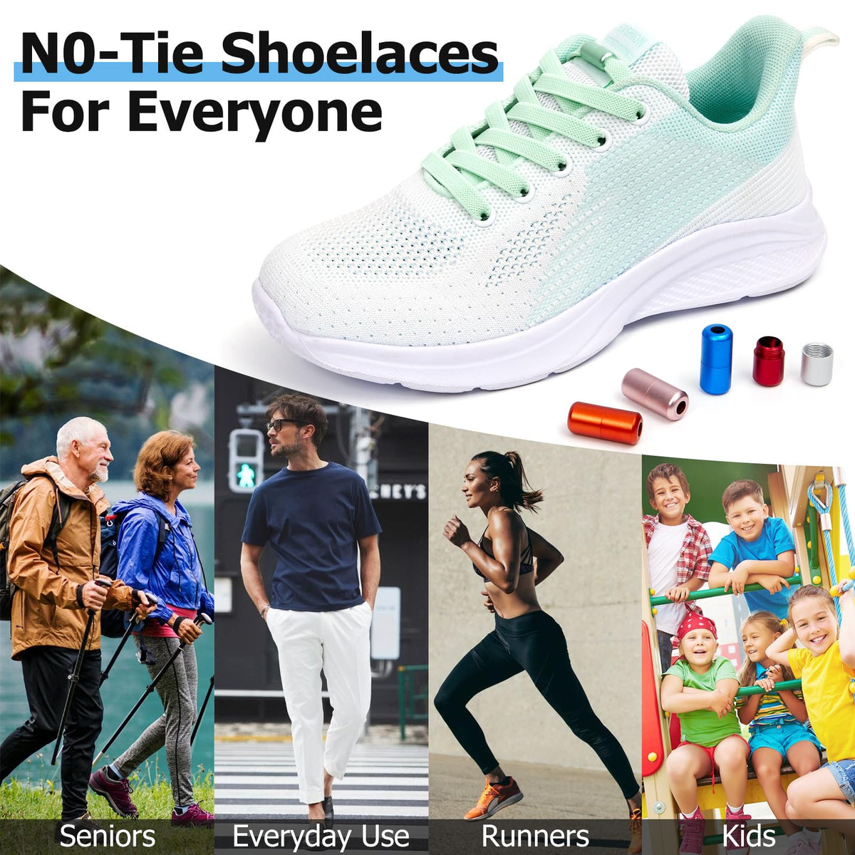 2 Pairs Elastic Shoe Laces for Trainers, 8mm Shoelace