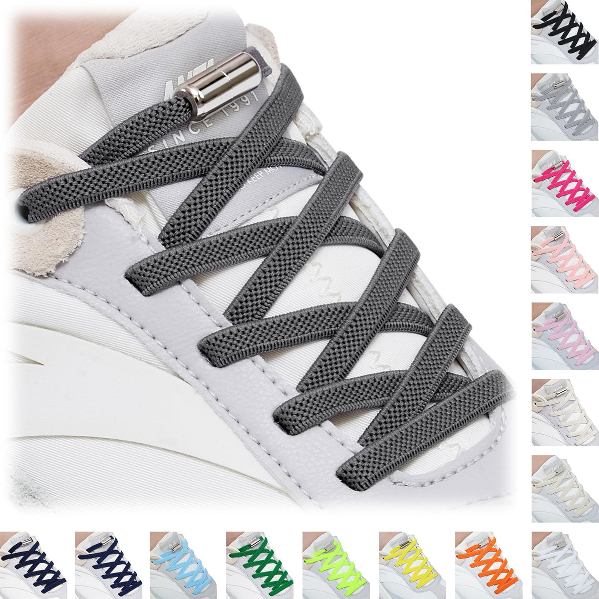 Handshop 2 Pairs Elastic Laces, No Tie Shoelaces for Trainers
