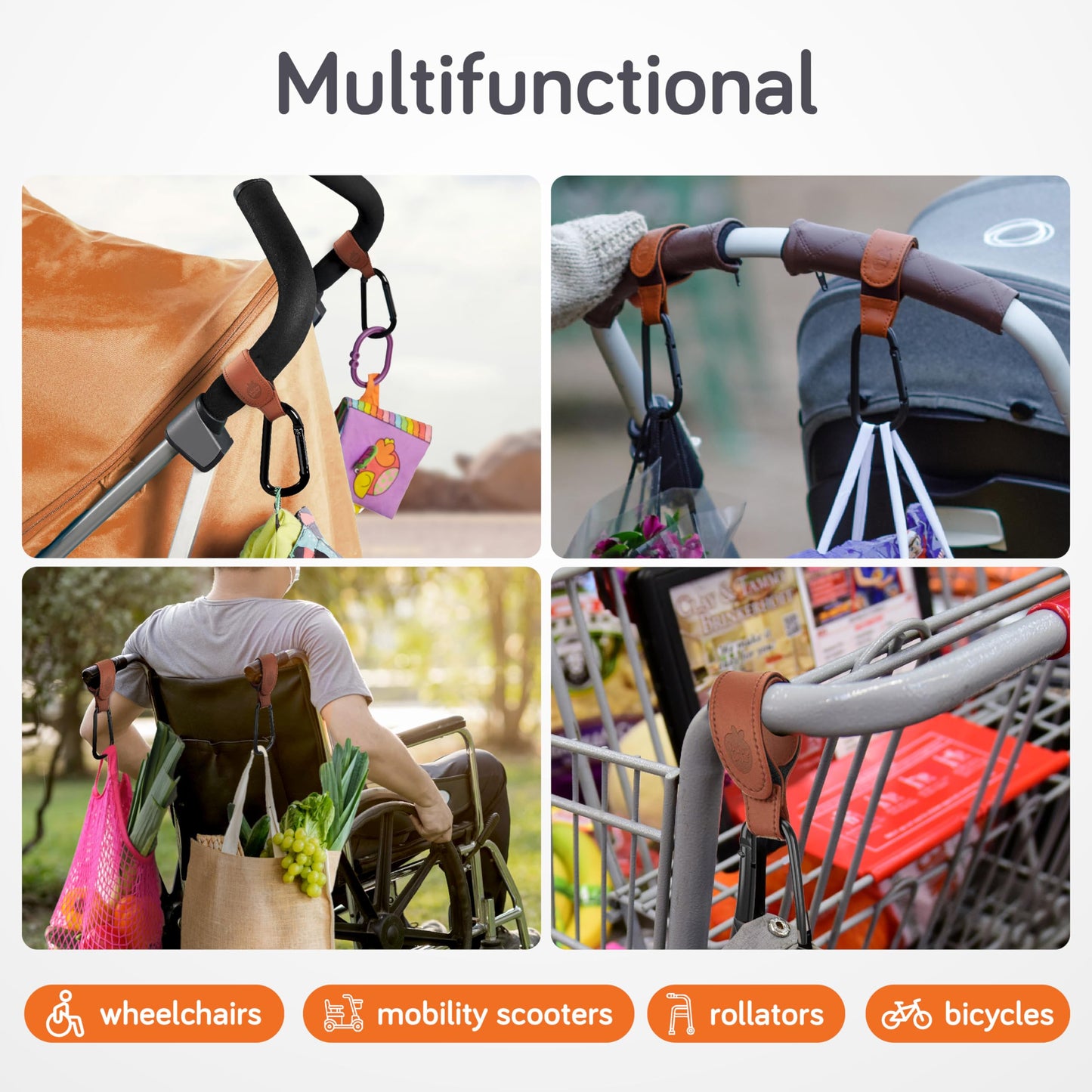 Baby Uma Buggy Clips - 2022 Double-Platinum Winning Pram Clips, Universal Pram Accessories, 5 kg Weight Capacity & Non-Slip, Baby Travel Essentials