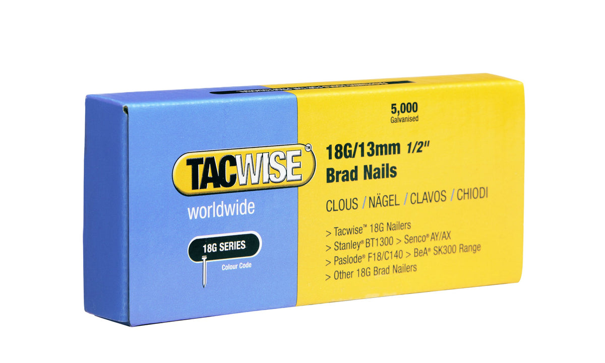 Tacwise 0401 Galvanised Brad Nails Type 18G / 50 mm, Pack of 5000