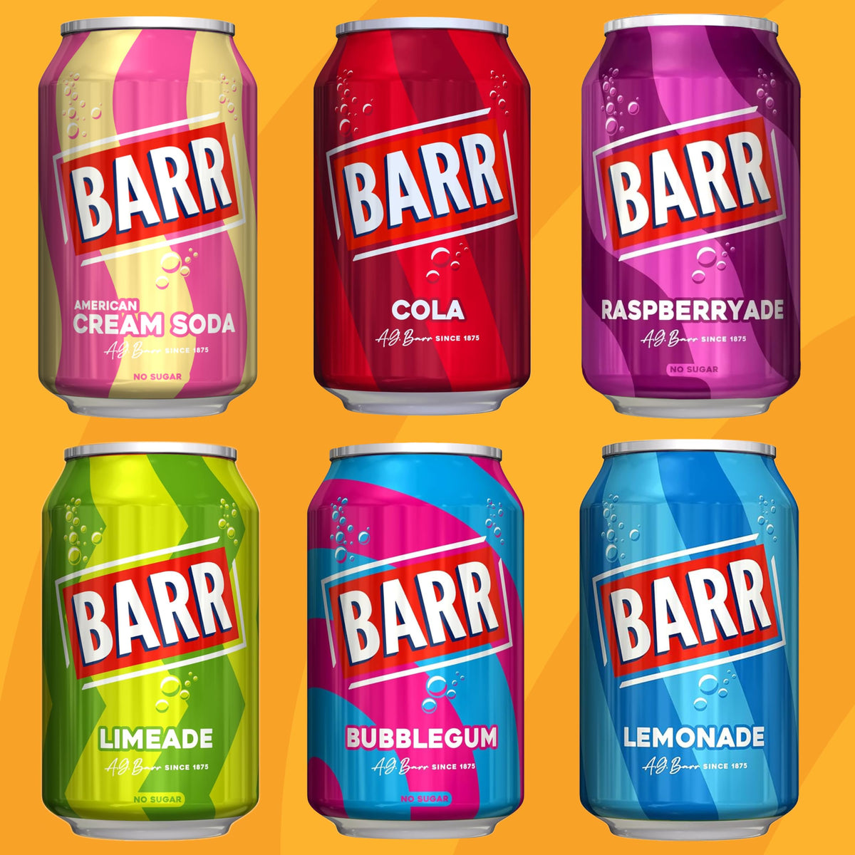 Barr Cream Soda Zero Sugar Sparkling Soft Drink, 24 Pack, 330ml Cans