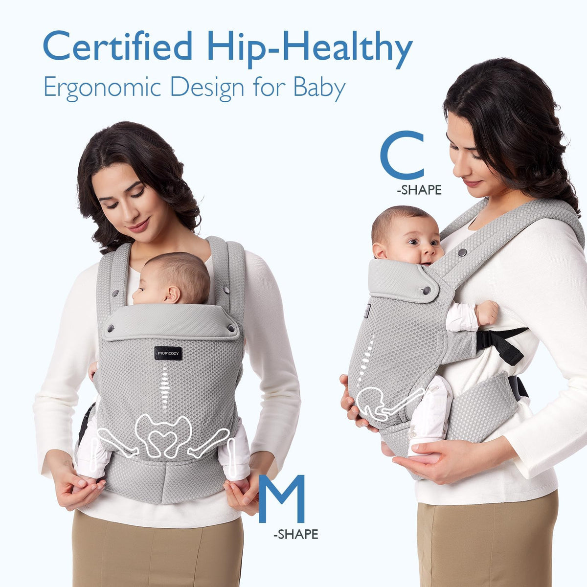 Momcozy Baby Carrier for 3-24M/3.2-20kg, Waist 64-127cm, Cotton Khaki