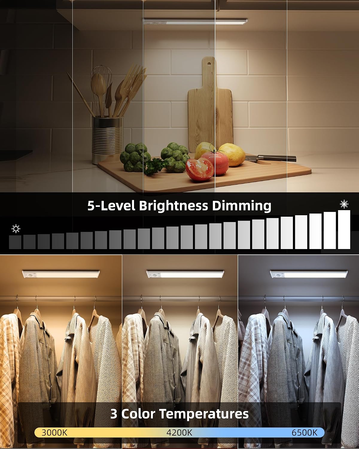 EZVALO Under Cabinet Kitchen Lights, Motion Sensor Lights Indoor 2-Pack