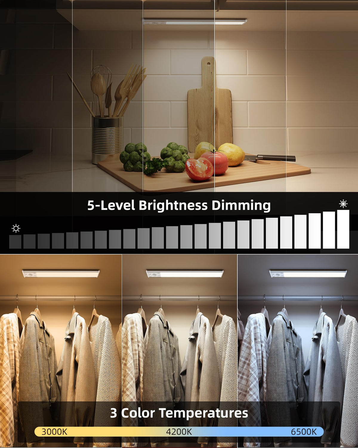 EZVALO Under Cabinet Kitchen Lights, Motion Sensor Lights Indoor 2-Pack