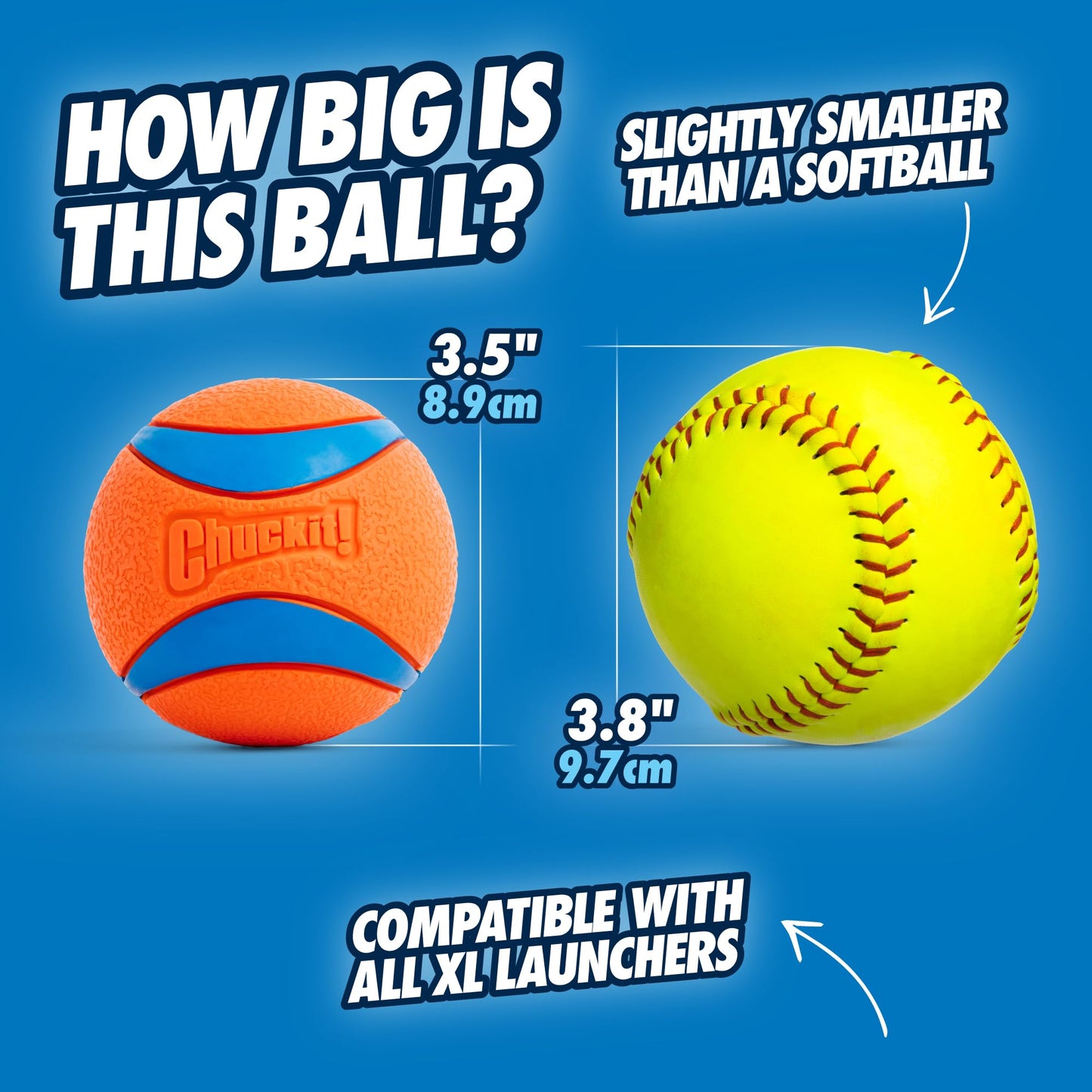 Chuckit! Ultra Ball, Durable High Bounce Rubber Dog Ball, Launcher Compatible, 2 Pack, Medium