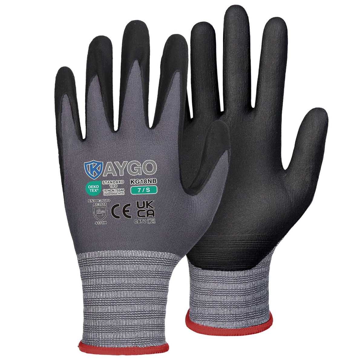 KAYGO Safety Work Gloves MicroFoam Nitrile Coated 12 Pairs, KG18NB
