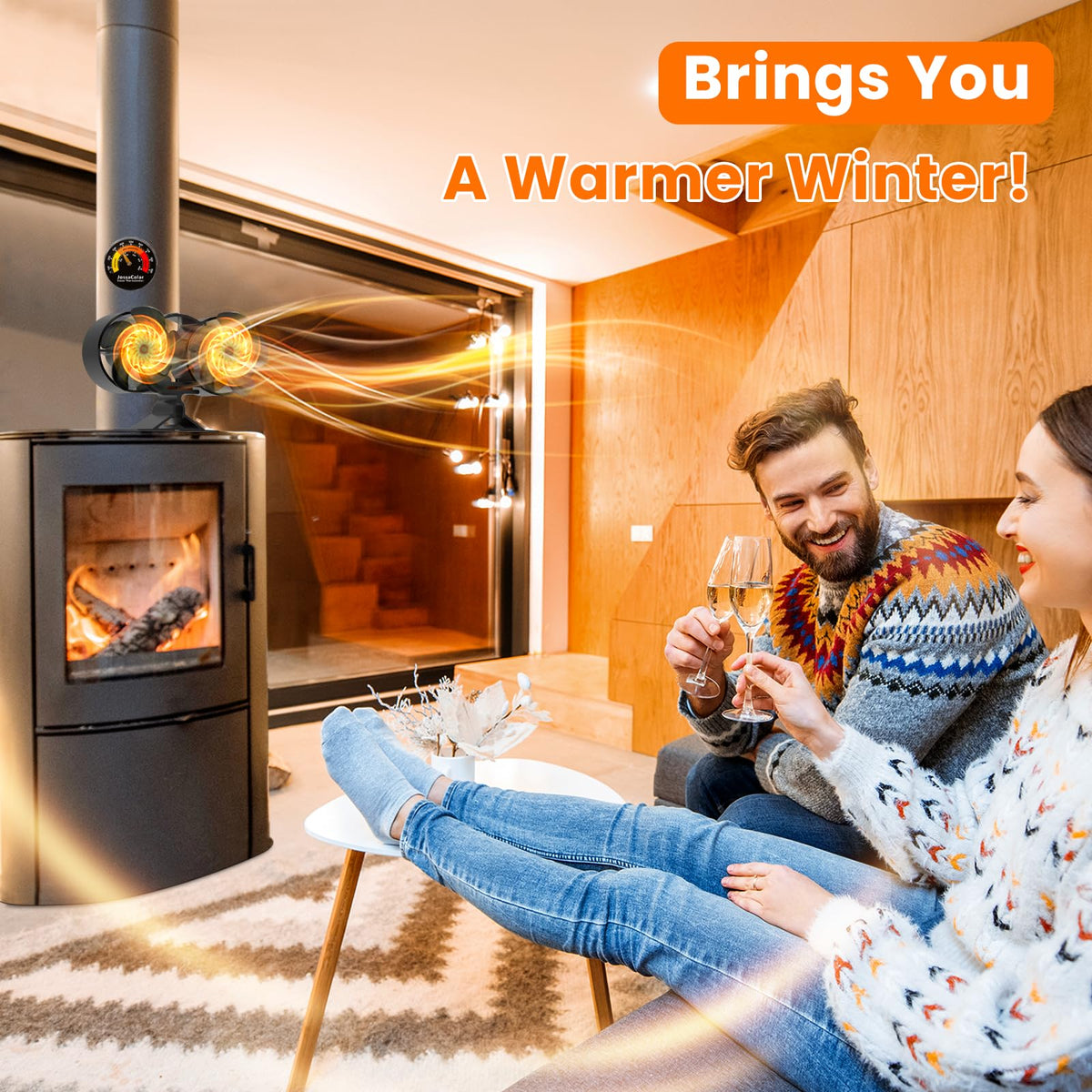 JossaColar Log Burner Fan Silent Operation | 6-Blade Stove Fans Log Burners | Wood Burner Fans Heat Powered | Fan for Wood Burning Stove | Fireplace Accessories Tools