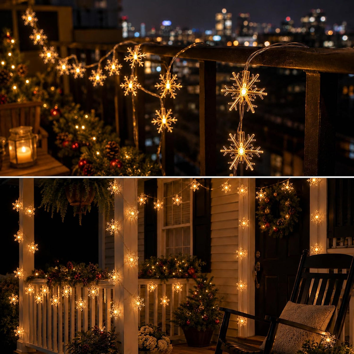 Fulighture Fairy Lights Battery Operated: 5m 16ft 40LED Snowflake