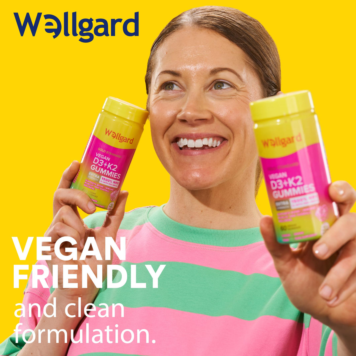 Wellgard Kids Calcium & D3 Gummies - 2 Month Supply - Vegan Chewable Calcium and Vitamin D3 Gummies, Mixed Berry Flavour