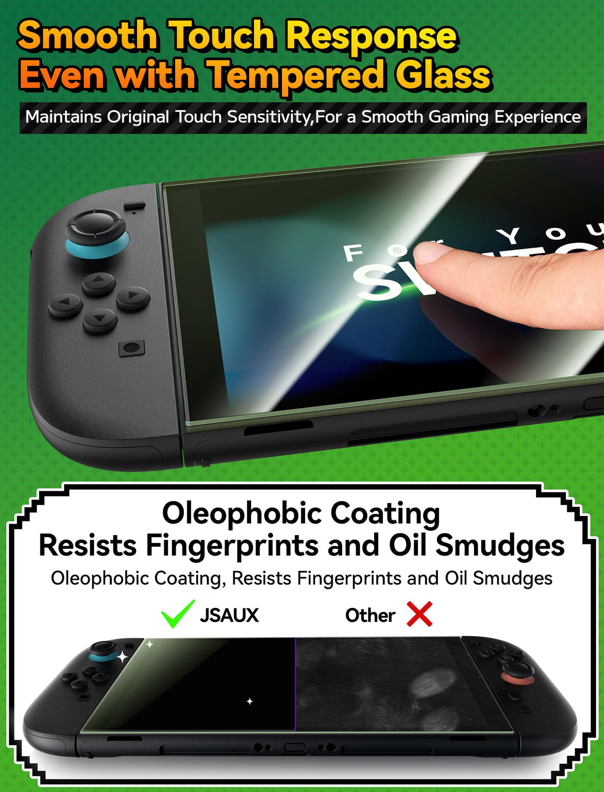 JSAUX Obsidian AR Screen Protector for Nintendo Switch 2,1-Pack