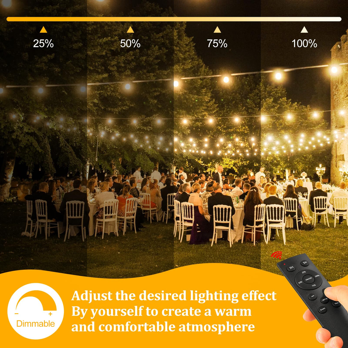 Warlisou Outdoor Festoon Light Mains Powered with Timer & Dimmable 15M String Lights LED Bulb Shatterproof, Waterproof Garden Lights for Outside Pergola Party Gazebo