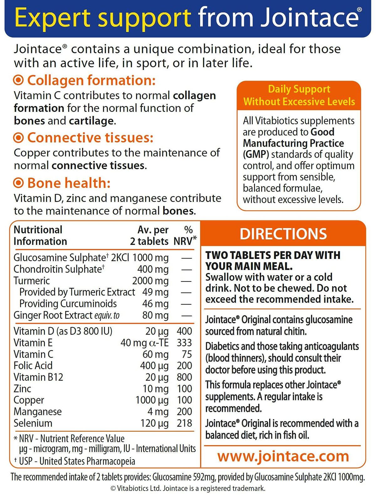 Jointace Collagen - Advanced Joints & Cartilage Support - Includes Collagen, Glucosamine & Chondroitin & Ginger