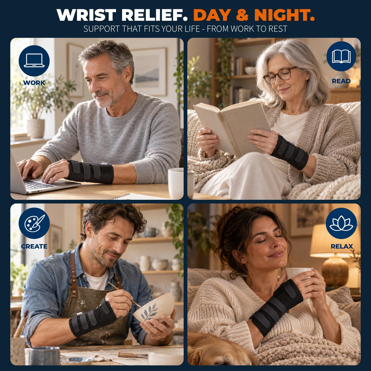 Actesso Breathable Wrist Splint - for Carpal Tunnel, Sprains and Tendonitis