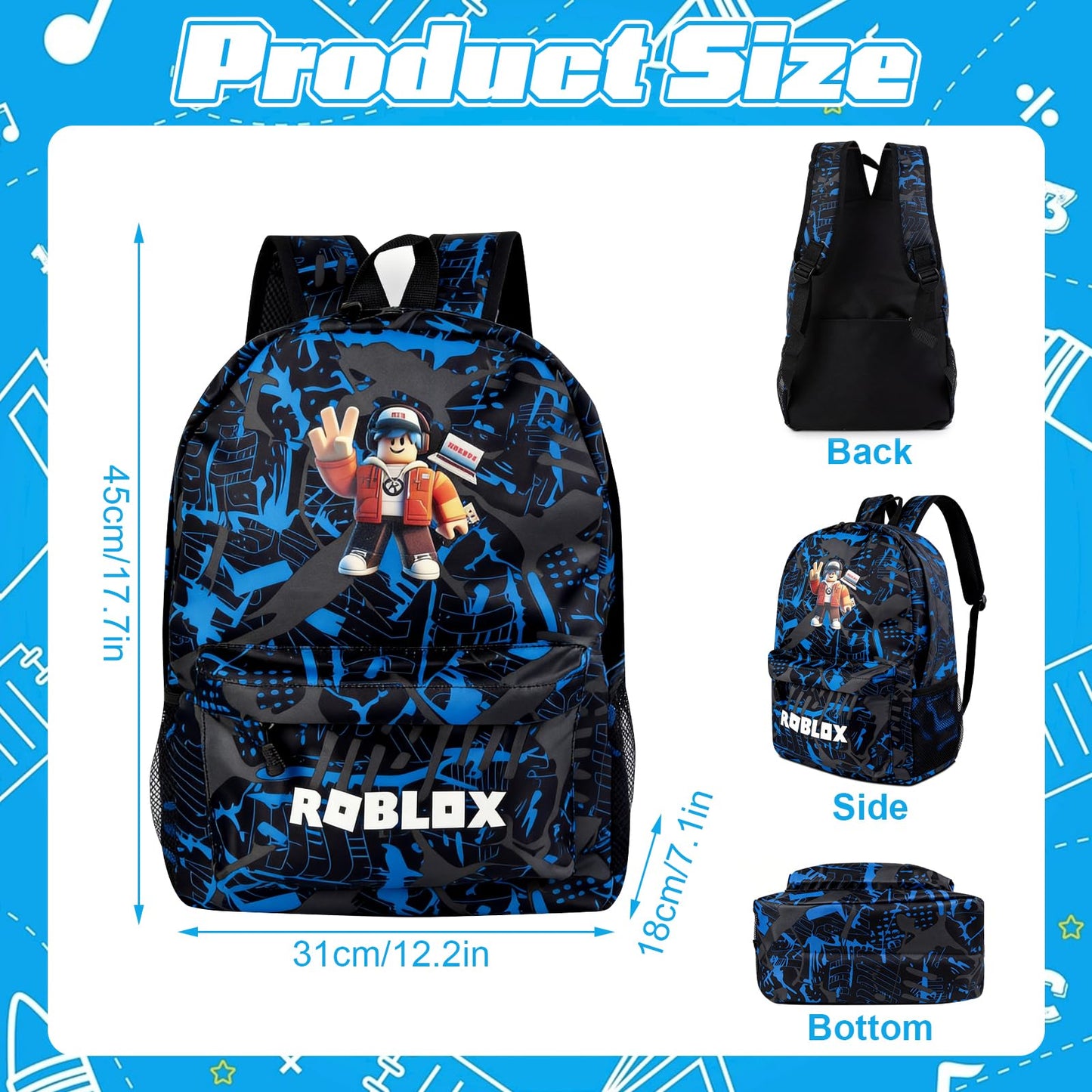 yumcute De-mn Backpack Kids, Teen Game School Bags, Children Primary Schoolbag, Children's School Backpack, 17 Inch Large Capacity Travel Rucksack Waterproof Boys Girls Book Bags for Aged 3-12 Years