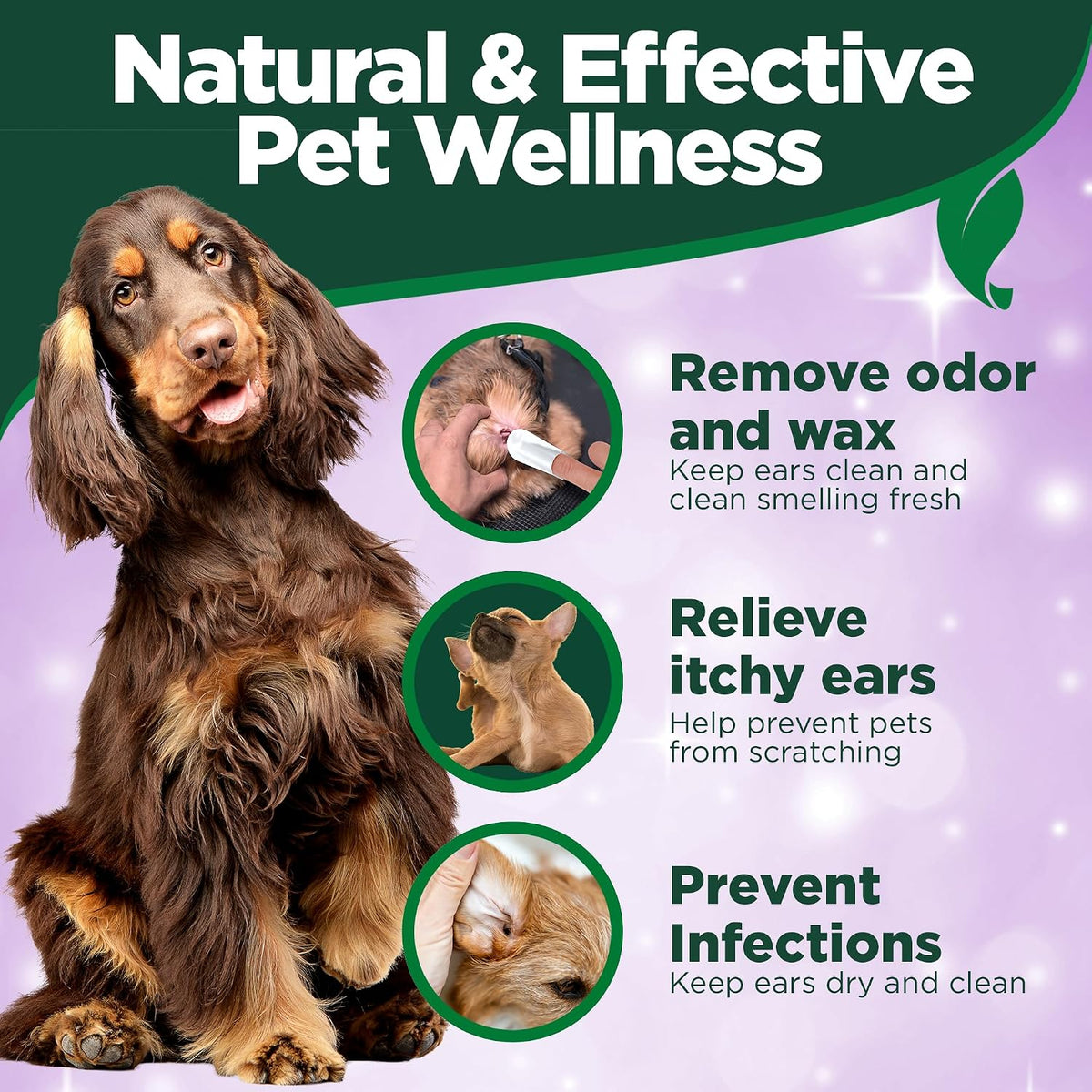 Vet's Best Ear Relief Finger Wipes 50 Disposable Wipes