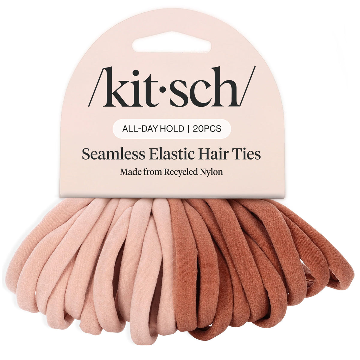 Kitsch Soft Nylon Hair Ties No Damage 6pcs - Black