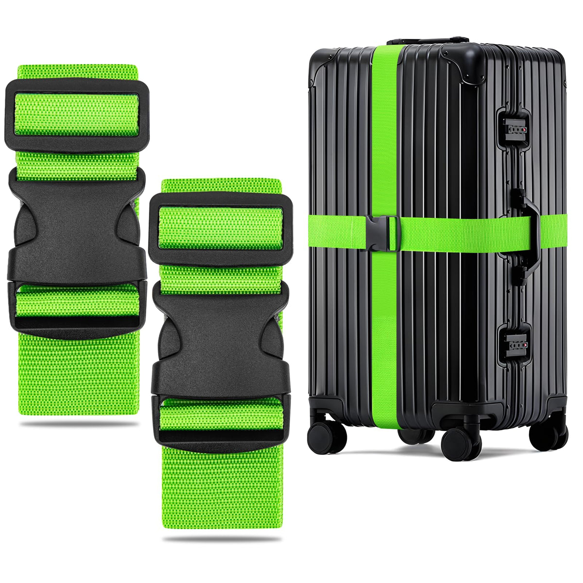 WISYOK Luggage Straps Extended, 4 Pack, 130-250cm Adjustable, Blue Orange