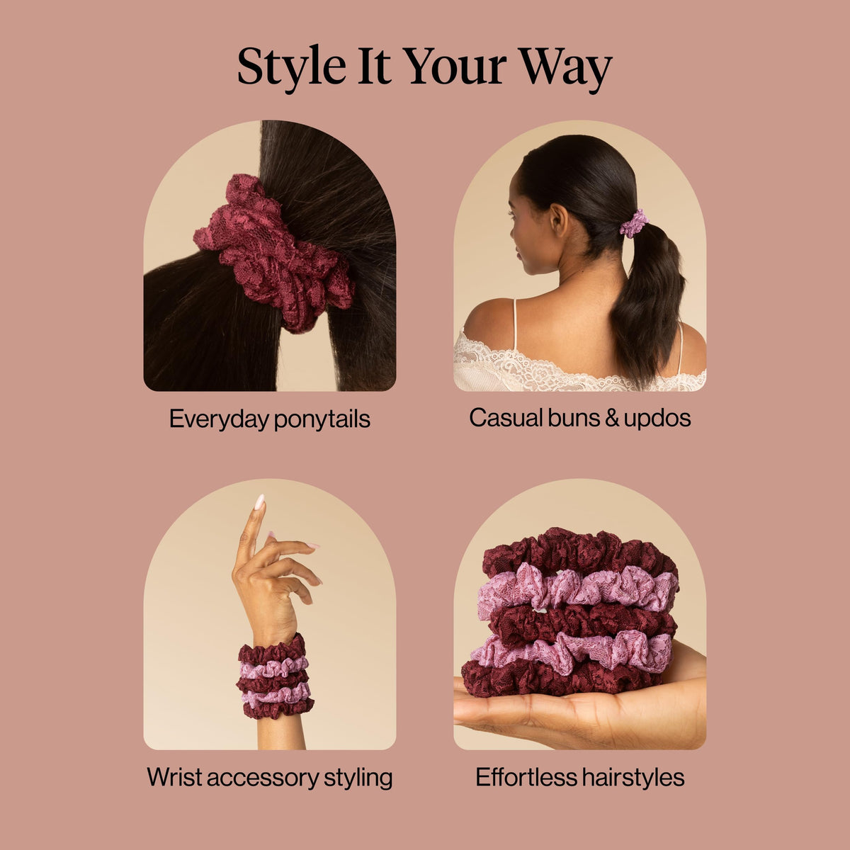 Kitsch Satin Scrunchies for Women 3pcs - Garden Bouquet