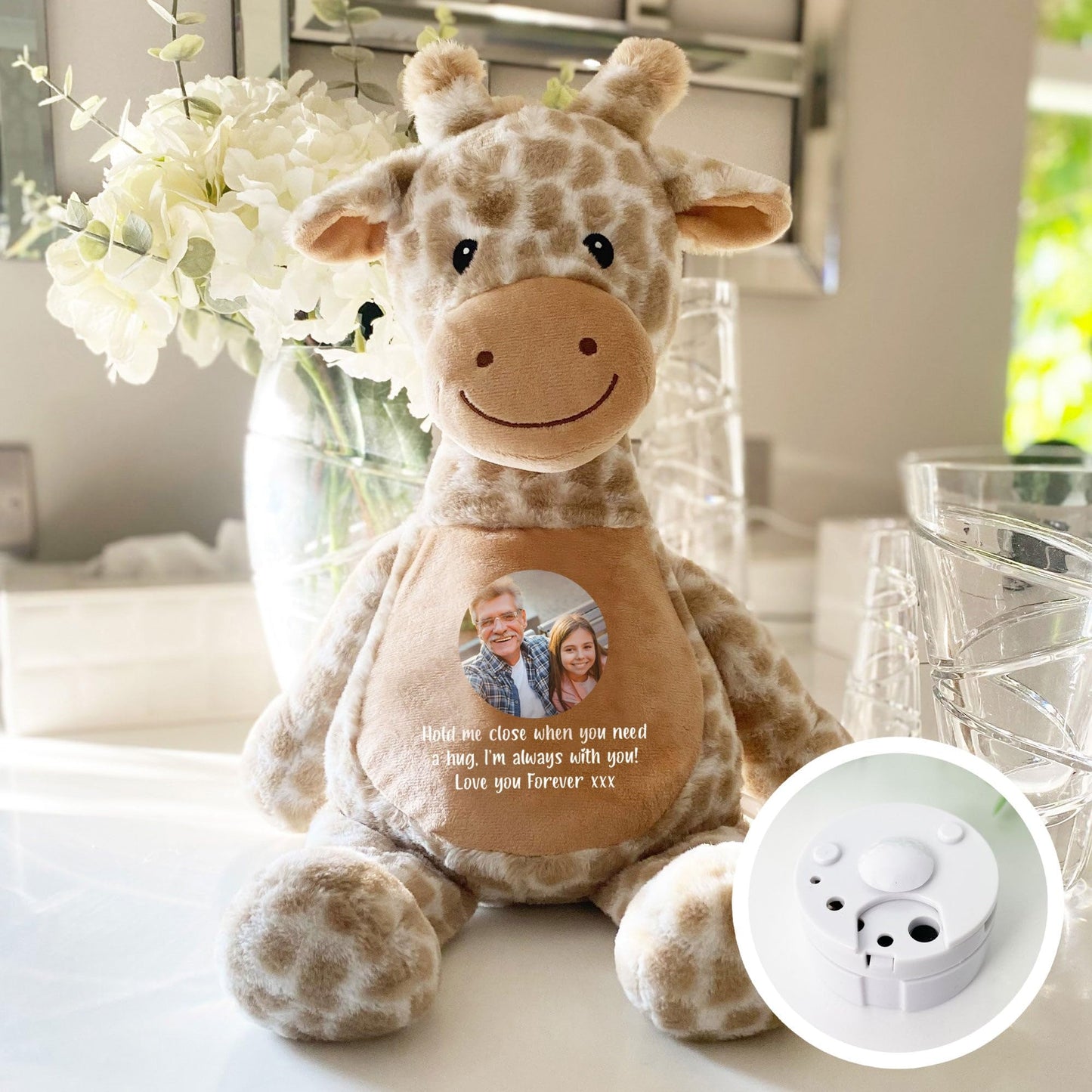 Personalised Photo Comfort Keepsake Giraffe Teddy | Custom Photo & Message | Sympathy Gift, Remembrance, Present
