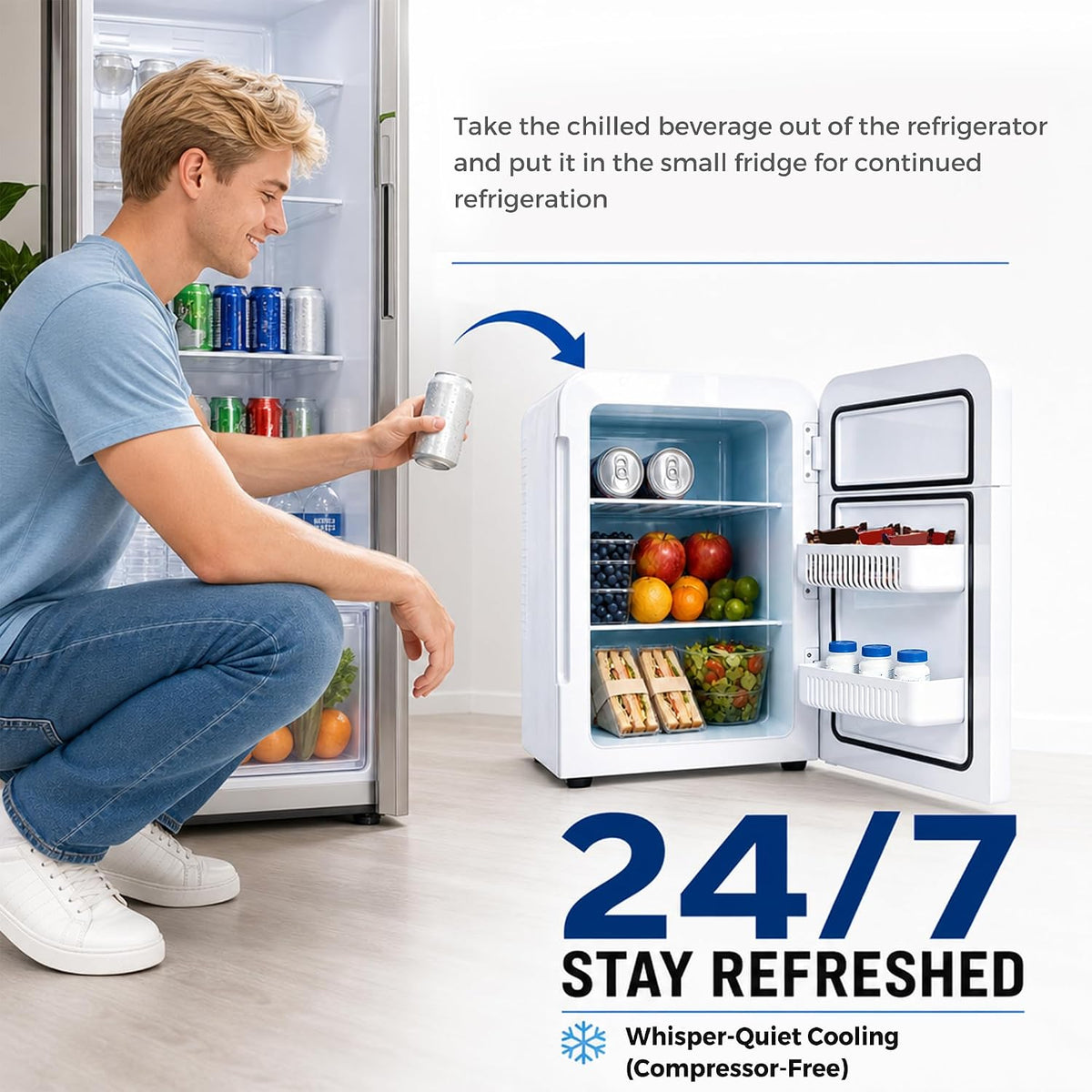 25L Mini Fridge, 30 Cans Portable Cooler & Warmer Small Fridge