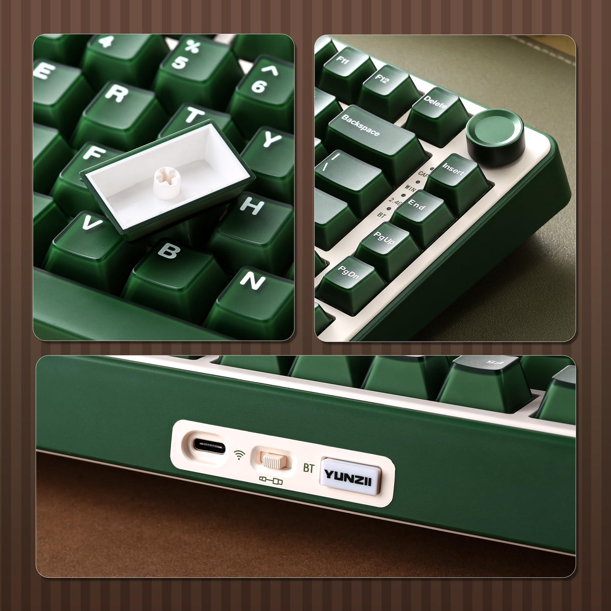 YUNZII B75 PRO 75% Wireless Mechanical Keyboard (Black Heart,Cocoa Switch)