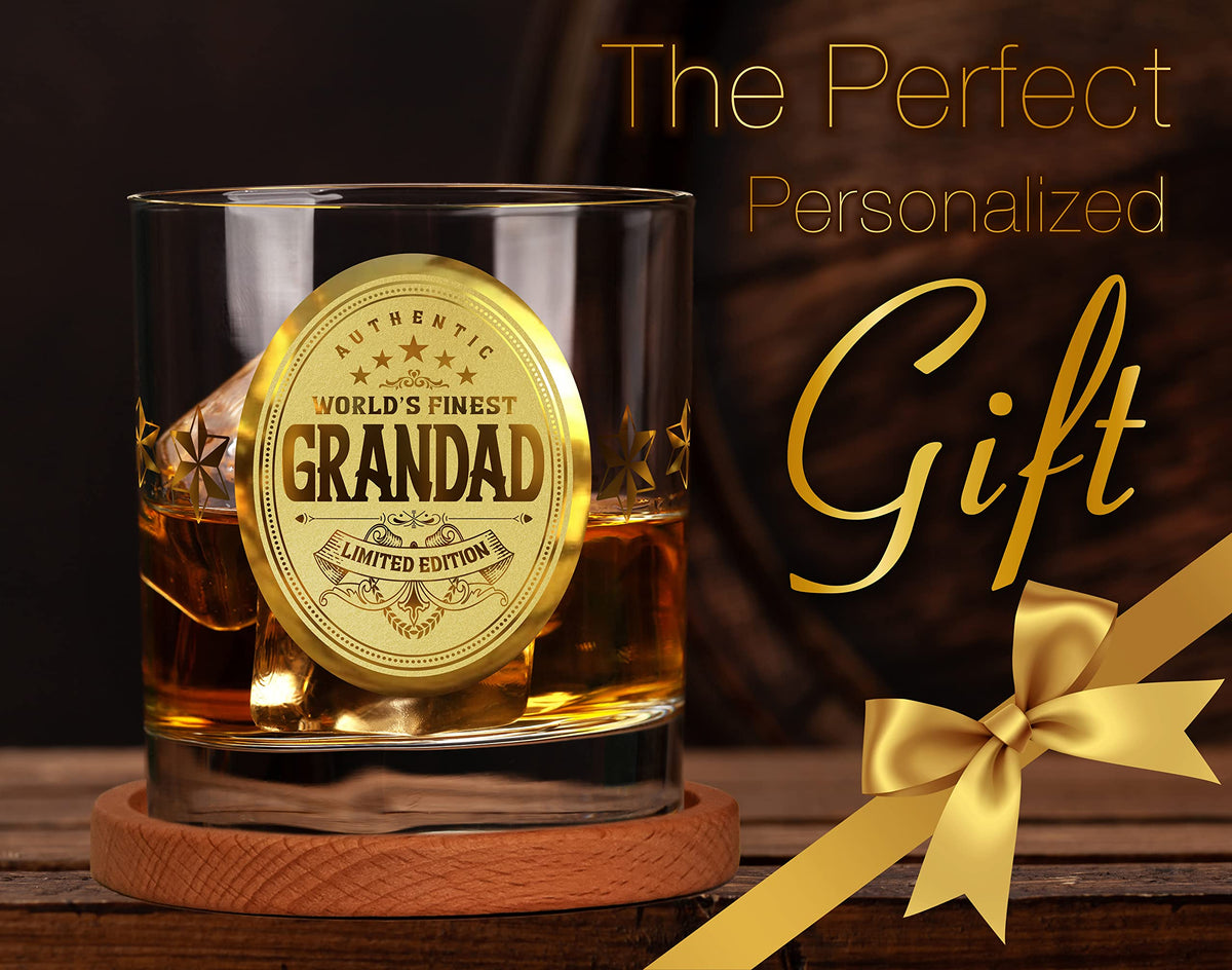 CROWNLY CRYSTAL® Personalised Whiskey Glass for Dad – Gold Birthday Gift from Daughter or Son – Best Dad Ever