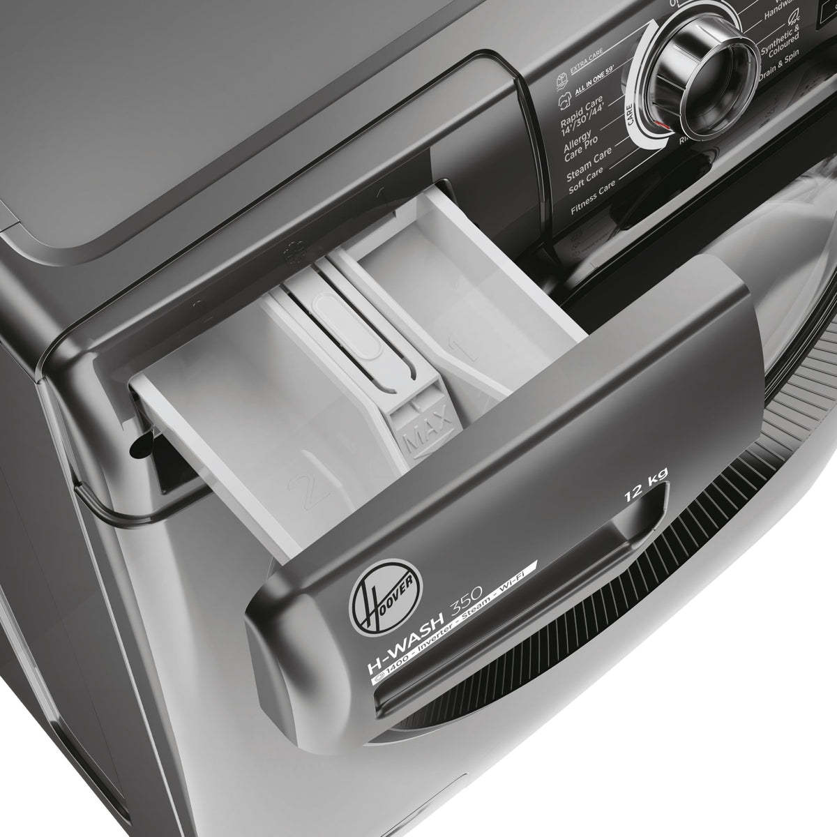 Hoover H-WASH 350 9kg Freestanding Washing Machine, 1400 RPM, A Rated, ECO-Power Inverter Motor, hOn App, 60 Programmes, Eco Doser, Power Care System, White, 60x53x85 cm - H3WPS496TAMB6-80