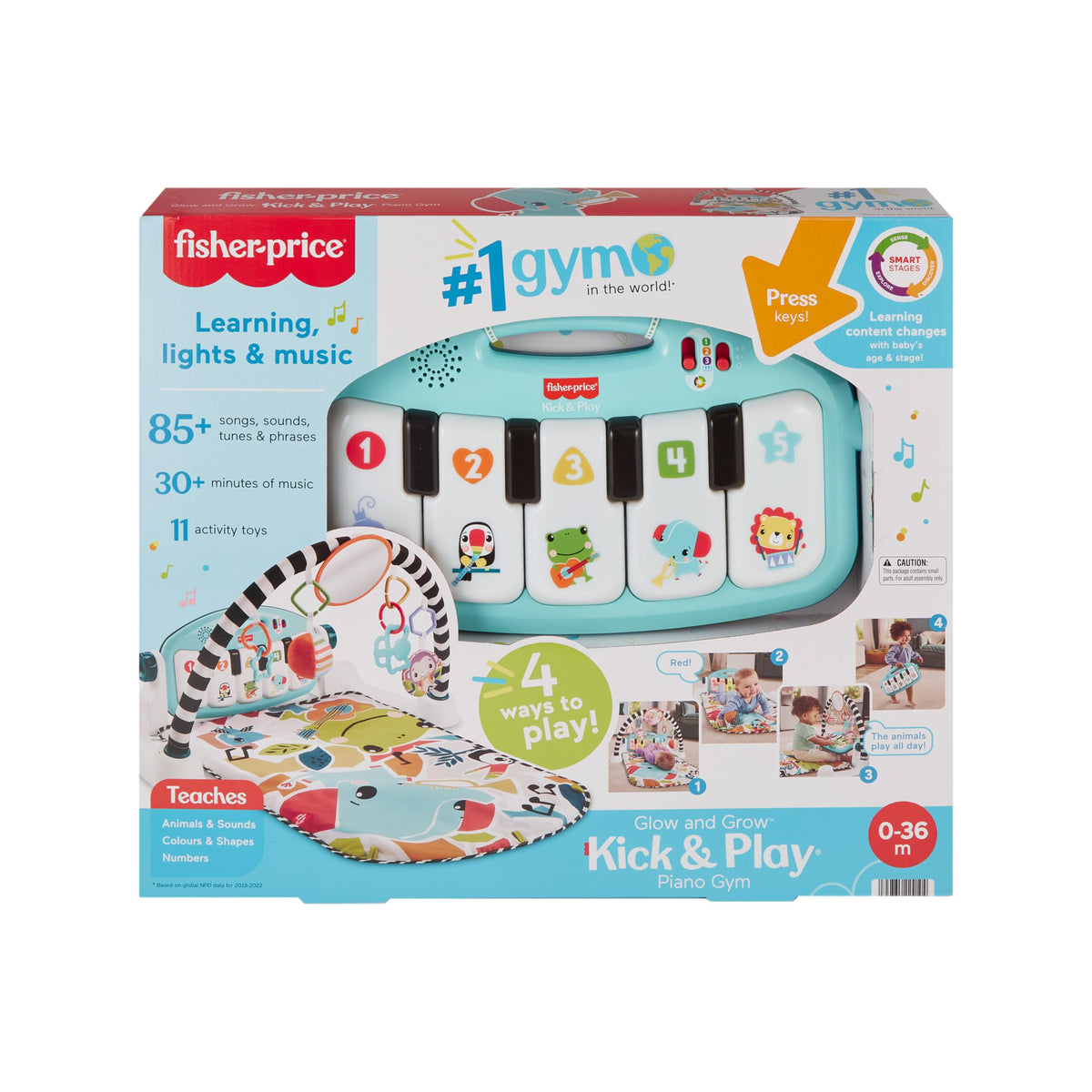 Fisher-Price Kick & Play Piano Baby Gym, Navy Fawn