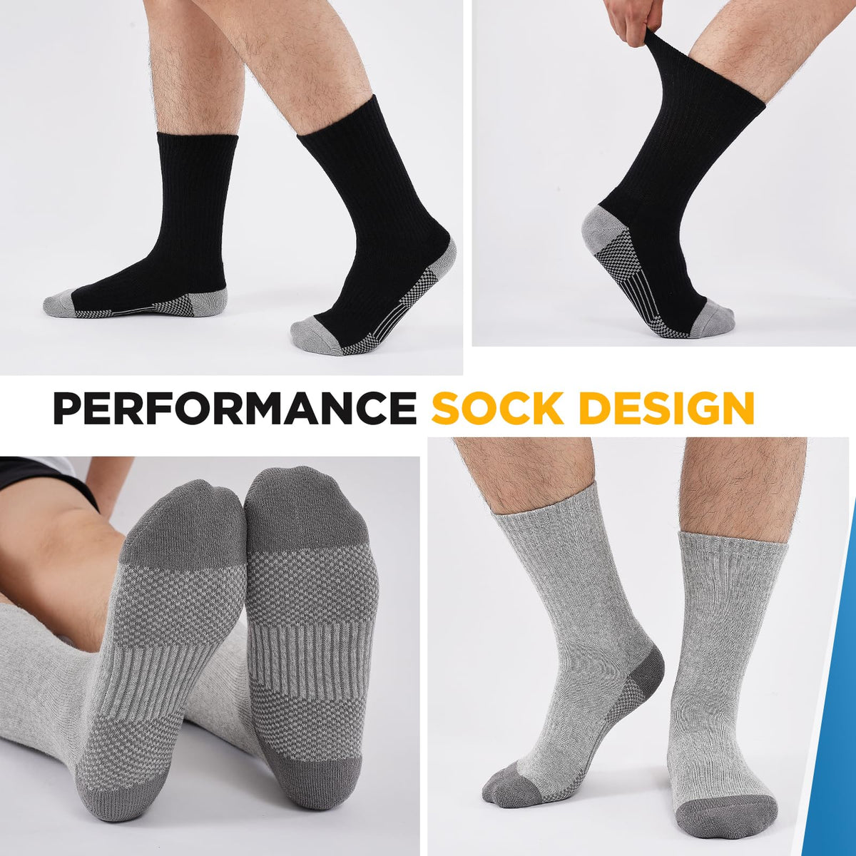 Cirorld Mens Sports Socks, 6/8 Pairs Work Boot Socks for Men & Women