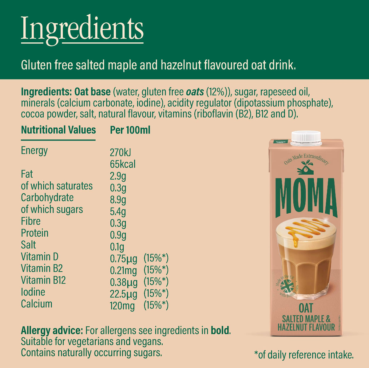 MOMA Pistachio Oat Drink • 1L • No Added Sugar • Vegan, Nut Free & GF