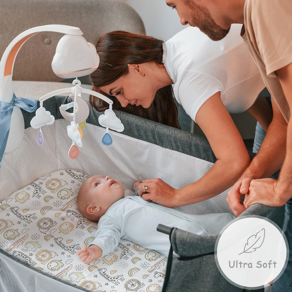 Yoofoss Moses Basket Sheets 41 x 84 cm, Fitted Soft & Breathable Microfiber Pram Sheet for Newborn Baby Boy and Girl, Crib Bassinet Mattress Protector Snuzpod Bedside 2 Pack